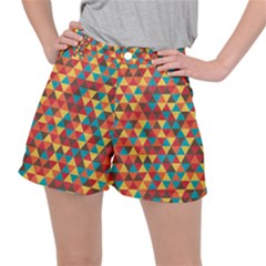 Background Triangles Retro Vintage Stretch Ripstop Shorts