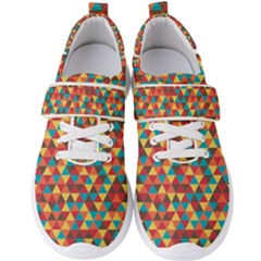 Background Triangles Retro Vintage Men s Velcro Strap Shoes