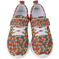 Background Triangles Retro Vintage Women s Velcro Strap Shoes