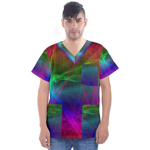 Background Art Pattern Men s V-neck Scrub Top by Wegoenart