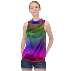 Background Art Pattern High Neck Satin Top