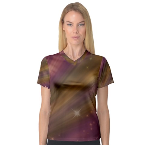 Space Orbs Stars Abstract Sky V-neck Sport Mesh Tee by Wegoenart