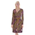 Space Orbs Stars Abstract Sky Long Sleeve Velvet Front Wrap Dress View1