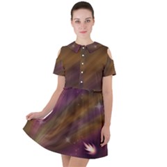 Space Orbs Stars Abstract Sky Short Sleeve Shoulder Cut Out Dress  by Wegoenart