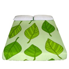 Autumn Background Boxes Green Leaf Fitted Sheet (king Size) by Wegoenart