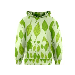 Autumn Background Boxes Green Leaf Kids  Pullover Hoodie by Wegoenart