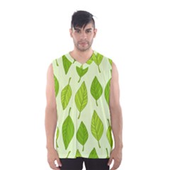 Autumn Background Boxes Green Leaf Men s Basketball Tank Top by Wegoenart