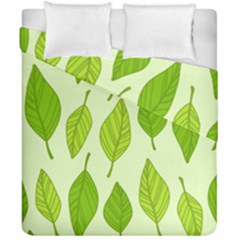 Autumn Background Boxes Green Leaf Duvet Cover Double Side (california King Size) by Wegoenart