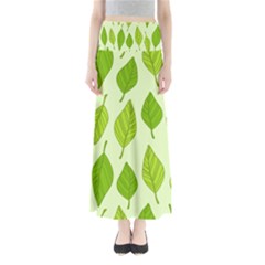 Autumn Background Boxes Green Leaf Full Length Maxi Skirt by Wegoenart