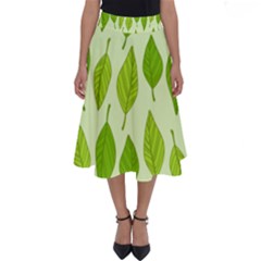 Autumn Background Boxes Green Leaf Perfect Length Midi Skirt by Wegoenart