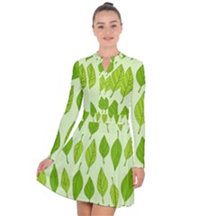 Autumn Background Boxes Green Leaf Long Sleeve Panel Dress by Wegoenart