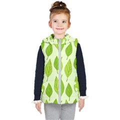 Autumn Background Boxes Green Leaf Kids  Hooded Puffer Vest by Wegoenart