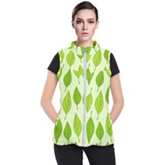 Autumn Background Boxes Green Leaf Women s Puffer Vest by Wegoenart