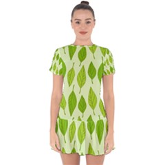 Autumn Background Boxes Green Leaf Drop Hem Mini Chiffon Dress by Wegoenart