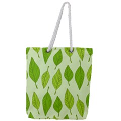 Autumn Background Boxes Green Leaf Full Print Rope Handle Tote (large) by Wegoenart