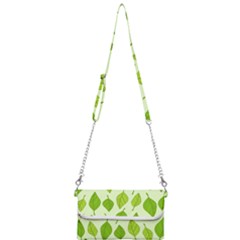 Autumn Background Boxes Green Leaf Mini Crossbody Handbag