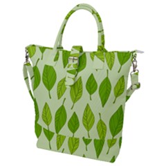 Autumn Background Boxes Green Leaf Buckle Top Tote Bag