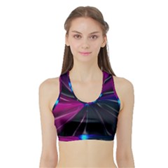 Abstract Background Lightning Sports Bra With Border by Wegoenart