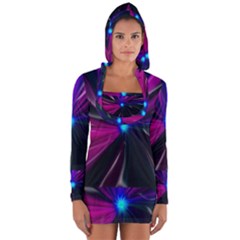 Abstract Background Lightning Long Sleeve Hooded T-shirt by Wegoenart