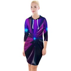 Abstract Background Lightning Quarter Sleeve Hood Bodycon Dress