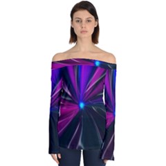 Abstract Background Lightning Off Shoulder Long Sleeve Top by Wegoenart