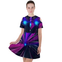 Abstract Background Lightning Short Sleeve Shoulder Cut Out Dress 