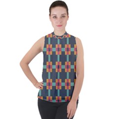 Art Vintage Background Abstract Mock Neck Chiffon Sleeveless Top