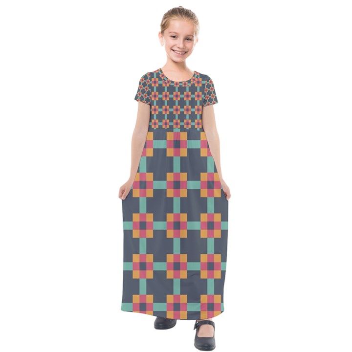 Art Vintage Background Abstract Kids  Short Sleeve Maxi Dress