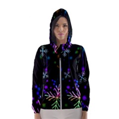 Snowflakes Snow Winter Christmas Hooded Windbreaker (women) by Wegoenart