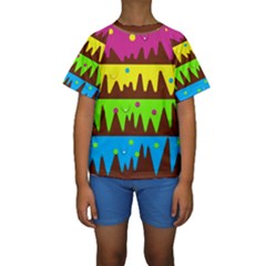 Illustration Abstract Graphic Kids  Short Sleeve Swimwear by Wegoenart