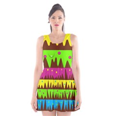 Illustration Abstract Graphic Scoop Neck Skater Dress