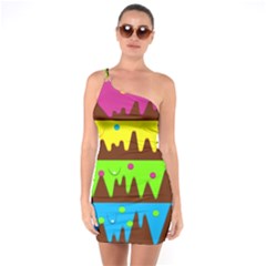 Illustration Abstract Graphic One Soulder Bodycon Dress by Wegoenart