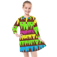 Illustration Abstract Graphic Kids  Quarter Sleeve Shirt Dress by Wegoenart