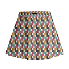 Background Abstract Geometric Mini Flare Skirt by Wegoenart