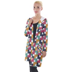 Background Abstract Geometric Hooded Pocket Cardigan