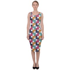 Background Abstract Geometric Sleeveless Pencil Dress