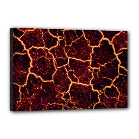 Lava Cracked Background Fire Canvas 18  X 12  (stretched) by Wegoenart