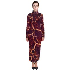 Lava Cracked Background Fire Turtleneck Maxi Dress by Wegoenart