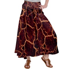 Lava Cracked Background Fire Satin Palazzo Pants