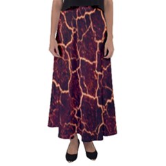 Lava Cracked Background Fire Flared Maxi Skirt by Wegoenart