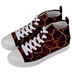 Lava Cracked Background Fire Women s Mid-top Canvas Sneakers by Wegoenart