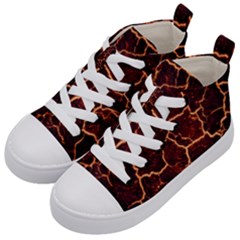 Lava Cracked Background Fire Kids  Mid-top Canvas Sneakers by Wegoenart