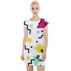 Background Abstract Art Cap Sleeve Bodycon Dress