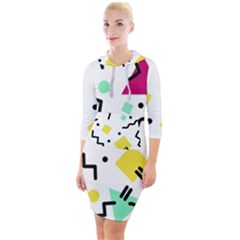 Background Abstract Art Quarter Sleeve Hood Bodycon Dress