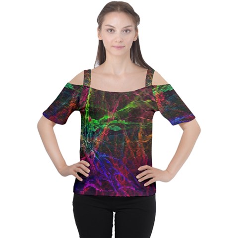 Background Abstract Cubes Square Cutout Shoulder Tee by Wegoenart