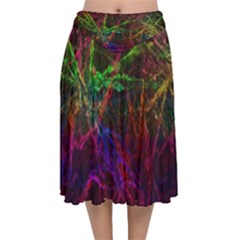 Background Abstract Cubes Square Velvet Flared Midi Skirt by Wegoenart