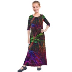 Background Abstract Cubes Square Kids  Quarter Sleeve Maxi Dress