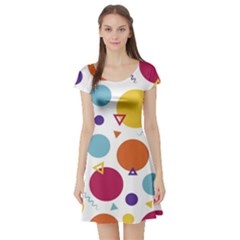 Background Background Polka Dot Short Sleeve Skater Dress by Wegoenart