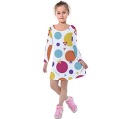 Background Background Polka Dot Kids  Long Sleeve Velvet Dress by Wegoenart