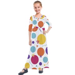 Background Background Polka Dot Kids  Quarter Sleeve Maxi Dress by Wegoenart